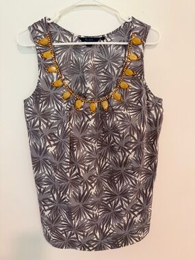 *LIKE NEW* Boden Gray Cotton Beaded Scoop-Neck Tank Blouse